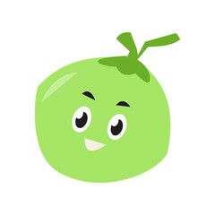 cute coconut characters. isolated on a white background. suitable for mascot, children's book, icon, t-shirt design etc. fruit, food, vegetarian, health concept. flat vector design illustration