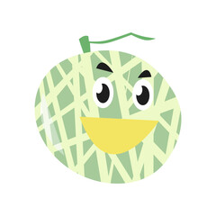 cute melon character. isolated on a white background. suitable for mascot, children's book, icon, t-shirt design etc. fruit, food, vegetarian, health concept. flat vector design illustration