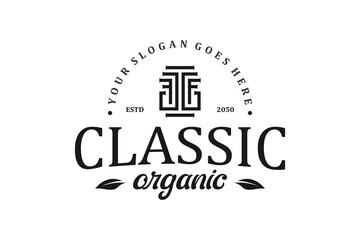 Classic organic nature logo design initial G line abstract leaf icon element