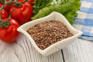Dry Raw flax seed in the bowl