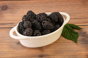 Natural organic blackberry in the bowl
