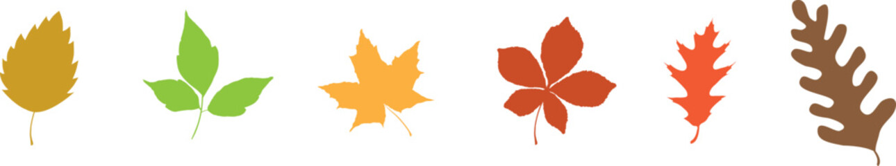 set of autumn leaves in the wind on white background vector illustration EPS10
