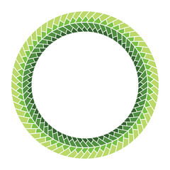 Decorative round frame for design with ornament. Circular frame. Template for printing postcards, invitations, books, for textiles, engraving, wooden furniture, forging. Vector. Green frame.