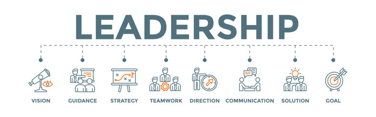 Leadership Concept Banner Illustration with icons.