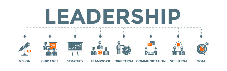 Leadership Concept Banner Illustration with icons.