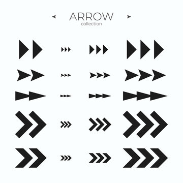 Simple set of arrow icons. Arrow symbol collection. Arrow basic UI elements. Simple Minimal Pictogram. Editable vector stroke