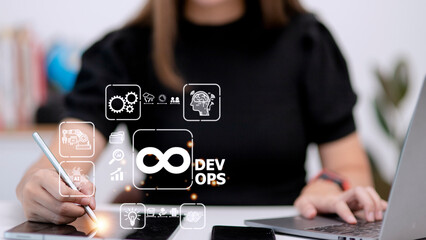 DevOps concept, software development and IT operations, agile programming