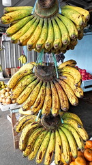 stopped by a fruit shop and saw some yellow ripe bananas