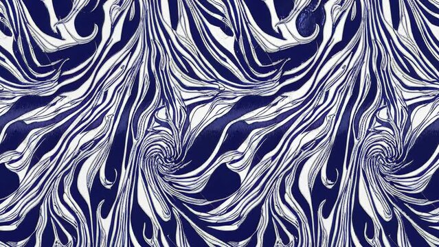 Zebra animation in realistic blue and white colors, Zebra animal skin animation, seamless looping animation suitable for fabric print, Abstract drawing