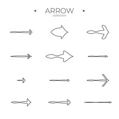 Simple set of arrow icons. Outline symbol collection. Arrow basic UI elements. To use in web and mobile UI. Vector