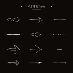 Premium set of arrow line. Linear Arrow icons set. Arrow basic UI elements. For Web Graphics. Vector