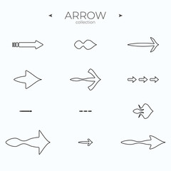 Thin Line Icons. Outline symbol collection. Arrow basic UI elements. Simple Minimal Pictogram. Vector