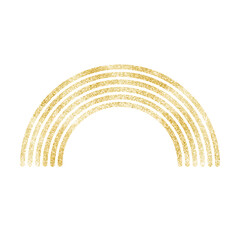 Golden concentric half circles. Gold outlined ring shapes. Isolated png illustration, transparent background. Asset for overlay, montage, collage, cards.