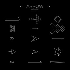 Simple set of arrow icons. Linear Arrow icons set. Arrow basic UI elements. Simple Minimal Pictogram. Vector illustration