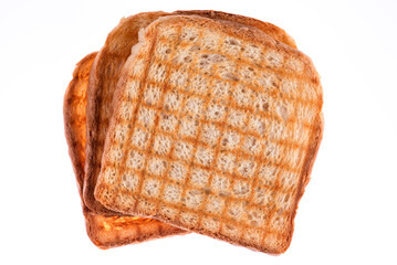 Slices of toast bread isolated on white background