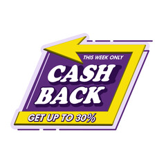 square cashback label promotion vector 