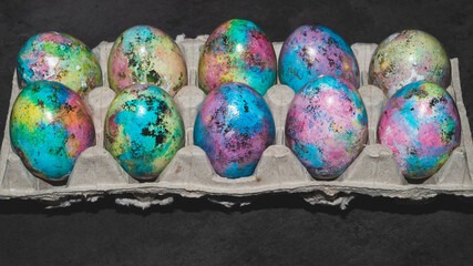Fototapeta na wymiar Colorful eggs for holiday easter close up