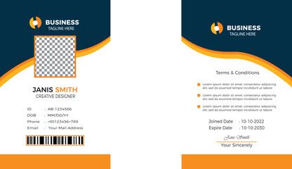Obraz premium This is a clean eye-catchy ID cardTemplate suitable for all businesses. Easy to edit, all you need to know the very basic of Illustrator to change the text and Its print ready
