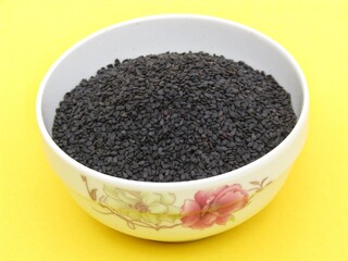 Black sesame seeds in a bowl 