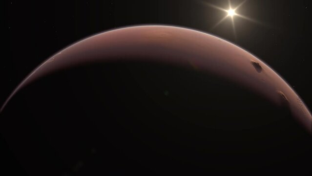 Sunrise on a Mars Planet View from Space