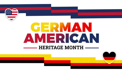 Fototapeta premium German American heritage month annual celebration in October. USA and Germany flag in heart shape