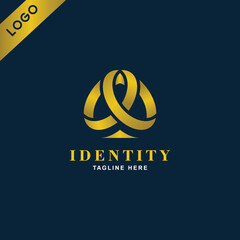 Gold Color Spade Ring Couple Logo. Luxury And Modern Style.