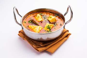 Paneer khus khus curry or cottage cheese posto masala made using poppy seeds, Indian recipe