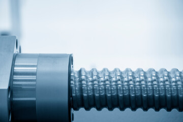 Closeup scene  assembly of spare parts  lead ball screw set.