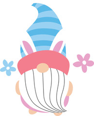 Easter Gnome Bunny Cartoon Illustration