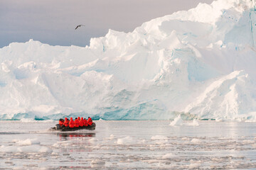 Zodiac cruise through icebergs of Cierva Cove in the Antarctic Peninsula