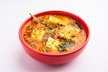 Paneer khus khus curry or cottage cheese posto masala made using poppy seeds, Indian recipe