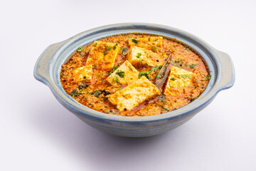 Paneer khus khus curry or cottage cheese posto masala made using poppy seeds, Indian recipe