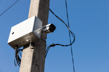 Closed-circuit television camera is mounted on street pole