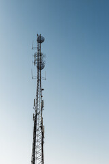 Tall telecommunication tower with radio devices