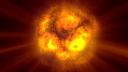 Fototapeta premium fire flame ball explosion in space, illustration