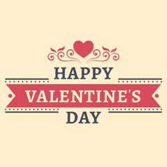 Illustration Of Happy Valentine's Day Font Ribbon Against Beige Background.
