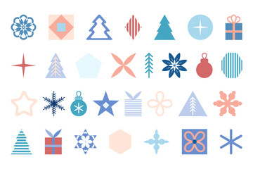 Fototapeta na wymiar A set of winter and Christmas simple geometric elements