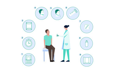 flat Illustration of methods of swab test corona virus, editable color, let's make your design easier