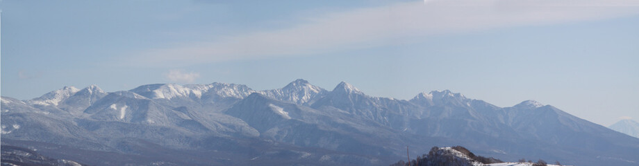 Fototapeta na wymiar 冬山の登山　霧ヶ峰とパノラマ八ヶ岳