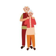 Senior Couple Standing Together On White Background.