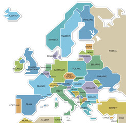 ヨーロッパ地図　色分け　国名