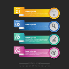 Business Infographic Concept With Four Options On Black Background.