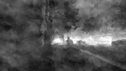 image paint art style landscape 3d render