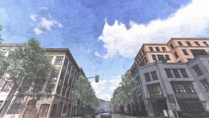 Fototapeta premium image paint art style landscape 3d render