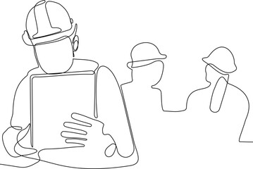 construction manager and engineer working on building site. Vector illustration