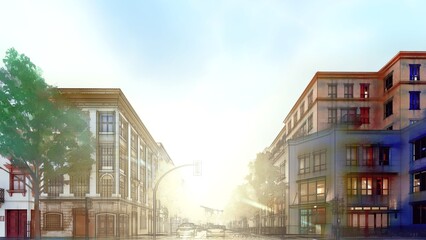 image paint art style landscape 3d render