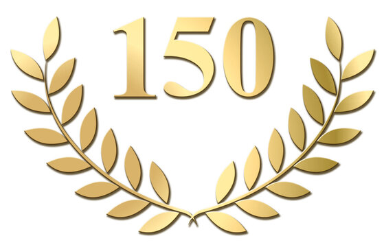 Gold laurel wreath 150 PNG isolated on a white background