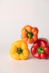 Bulgarian pepper of different colors on a white background