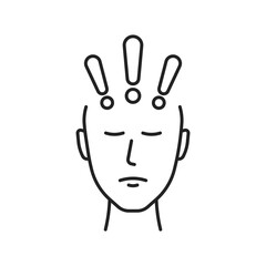 abstract thin line sad face with exclamation mark