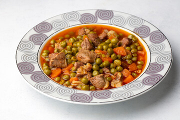 Turkish Food Meaty Green Pea Stew - Stewed Meat Etli Bezelye.